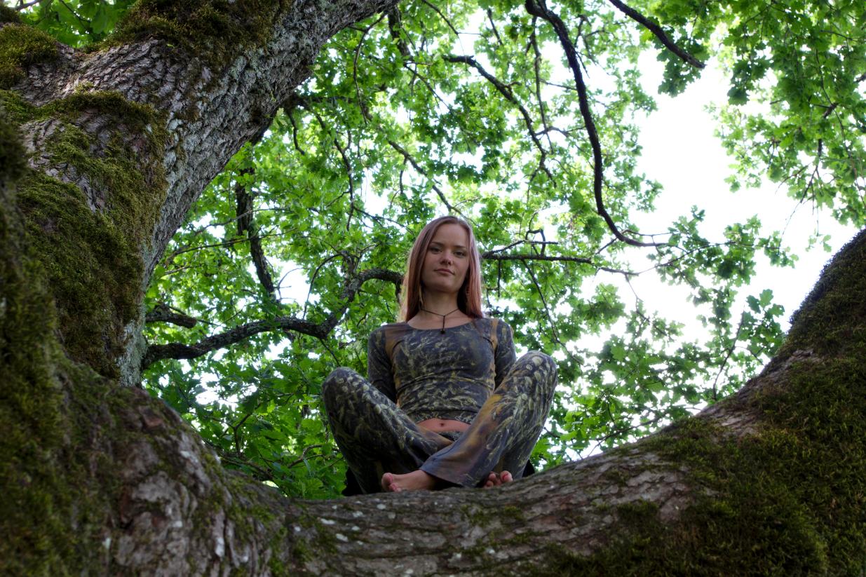 Gray tree moss full print pants set